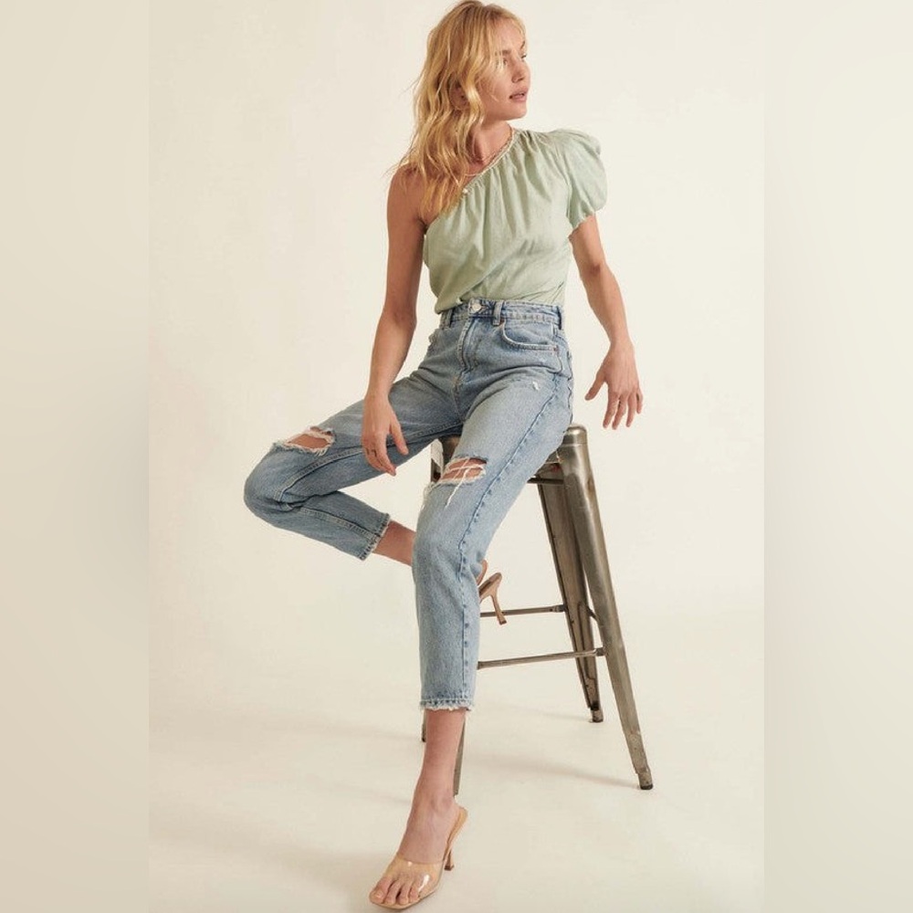 Women's Light Blue Distressed Jeans